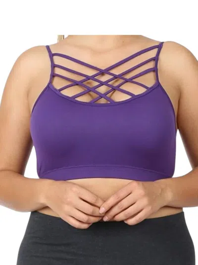 Zenana Strappy Seamless Bralette In Purple