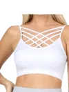 Zenana Strappy Seamless Bralette In White In White