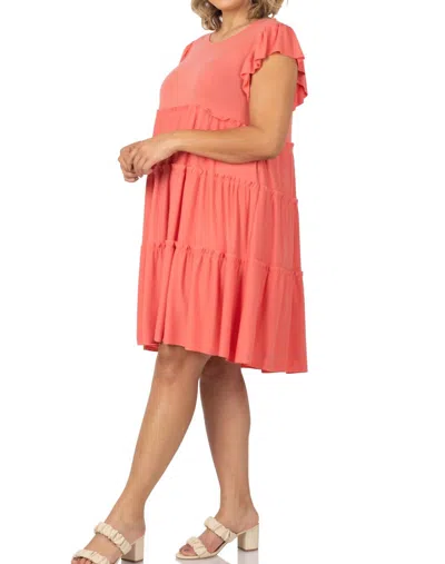 Zenana Swing Summer Ruffled Dress In Deep Coral In Animal Print