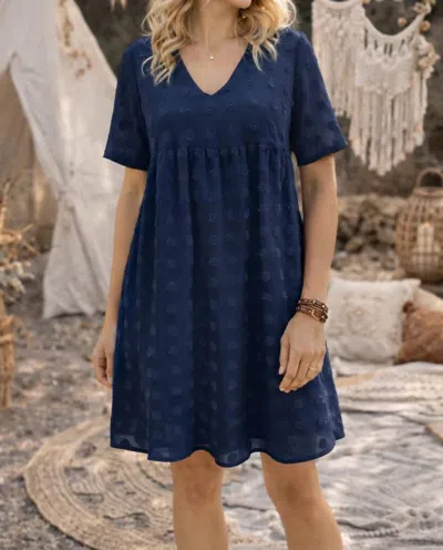 Zenana Swiss Dot Baby Doll Dress In Dark Blue Green
