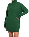Zenana Talk Later Sweater Dress In Hunter Green In Green