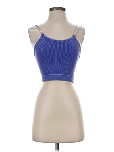 Pre-owned Zenana Tank Top Blue Strapless Neckline Tops
