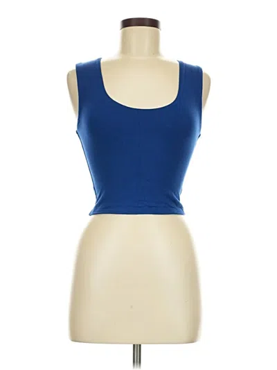 Pre-owned Zenana Tank Top Blue Strapless Neckline Tops