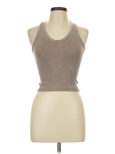 Pre-owned Zenana Tank Top Brown Halter Neckline Tops