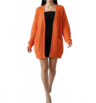 Zenana Textured Long Sleeve Cardigan In Orange