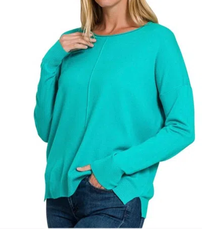 Zenana The Magic Sweater In Turquoise In Blue