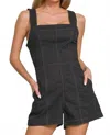 Zenana Tie Back Romper In Black In Blue