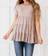 Zenana Tiered Babydoll Tee In Ash Mocha