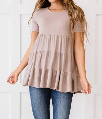 Zenana Tiered Babydoll Tee In Ash Mocha In Multi