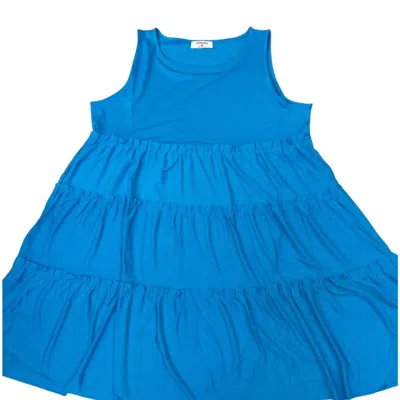 Zenana Tiered Tank Mini Dress In Deep Sky In Blue