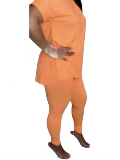 Zenana Top And Leggings Set In Butter Orange