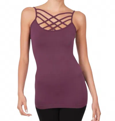 Zenana Triple Criss-cross Camisole In Eggplant In Purple