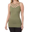 Zenana Triple Criss-cross Camisole In Olive In Green