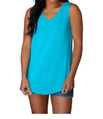 Zenana Trust Me V-neck Tank Top In Ice Blue