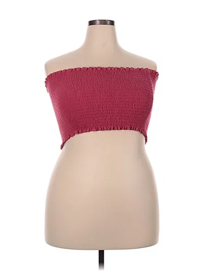 Pre-owned Zenana Tube Top Burgundy Strapless Neckline Tops