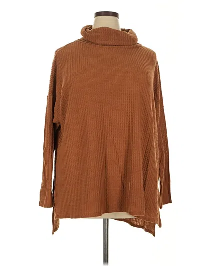 Pre-owned Zenana Turtleneck Sweater In Brown