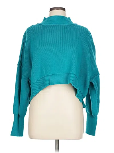 Pre-owned Zenana Turtleneck Sweater In Teal