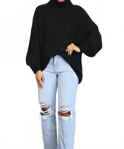 Zenana Under Wraps Turtleneck Sweater In Black