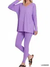 Zenana Top And Leggings Set In Lavender In Purple