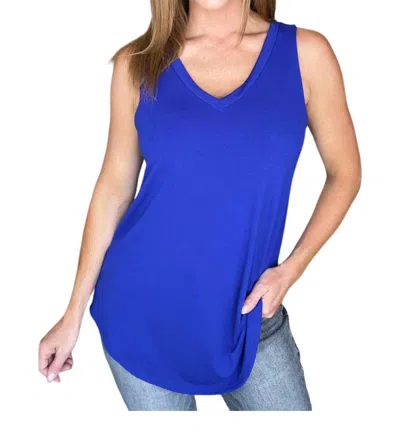 Zenana V-neck Sleeveless Top In Bright Blue In Multi