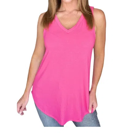 Zenana V-neck Sleeveless Top In Fuchsia In Pink