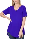 Zenana V-neck Tunic Top In Violet In Purple