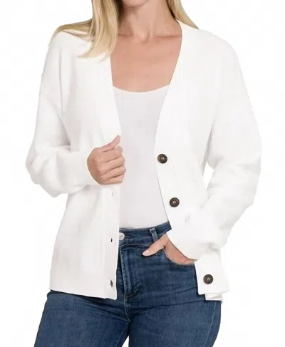 Zenana Viscose Sweater Cardigan In Off White