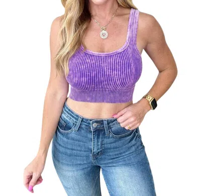 Zenana Vneck Reversible Ribbed Bralette In Purple