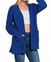 Zenana Waffle Open Front Sweater Cardigan In Light Navy
