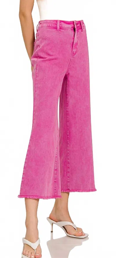 Zenana Wide Leg Jeans In Pink