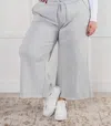 Zenana Wide Leg Mineral Wash Cropped Pants In Light Grey