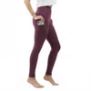 Zenana Wide Waistband Leggings With Pockets In Eggplant In Purple