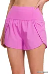 Zenana Women's Active Shorts In Bright Mauve In Pink