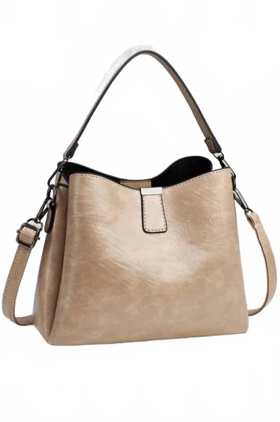 Zenana Women's Adria Vegan Leather Bucket Bag In Stone In White