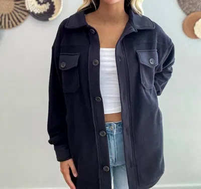 Zenana Women's Cozy Retreat Jacket In Black In Blue