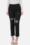 Zenana Women's Distressed Raw Hem Cropped Jeans In Black