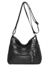 Zenana Women's Odette Vegan Leather Multi-zipper Crossbody Bag In Black In Black