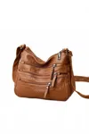 Zenana Women's Odette Vegan Leather Multi-zipper Crossbody Bag In Camel In Brown