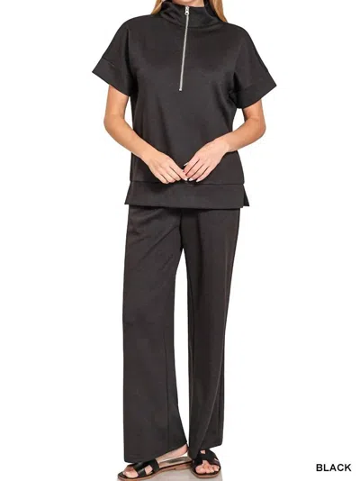 Zenana Women's Scuba Wide Leg Pants In Black