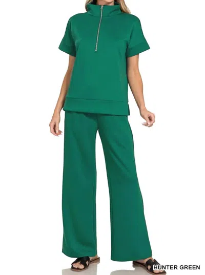 Zenana Women's Structured Stretch Pullover Top In Hunter Green In Multi