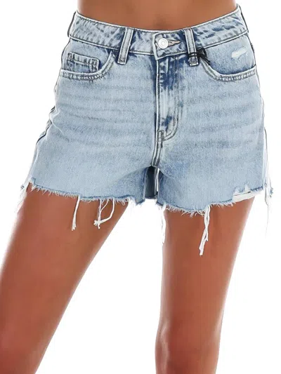 Zenana Women's West Coast Distressed Hem Shorts In Light In Blue