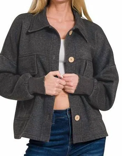 Zenana Women's Wrap Me In Fleece Shacket In Black