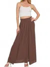 Zenana Woven Crinkle Gauze Long Skirt In Brown In Brown
