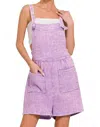 Zenana Woven Double Gauze Acid Washed Romper In Lavender
