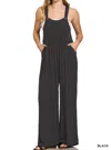 Zenana Woven Jumpsuit In Black In Black