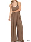 Zenana Woven Jumpsuit In Brown In Brown