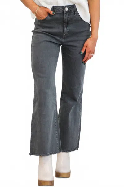 Zenana Zuri High Waisted Bootcut Jeans In Ash Black In Blue