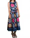 Zenara Belted Tank Dress In Navy Multi In Blue
