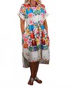 Zenara Freya Printed Shirt Dress With Belt In Multicolor In Multi