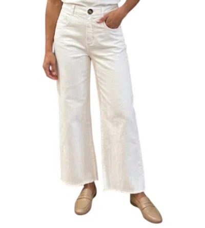 Zenara Wide Leg Denim Pants In White